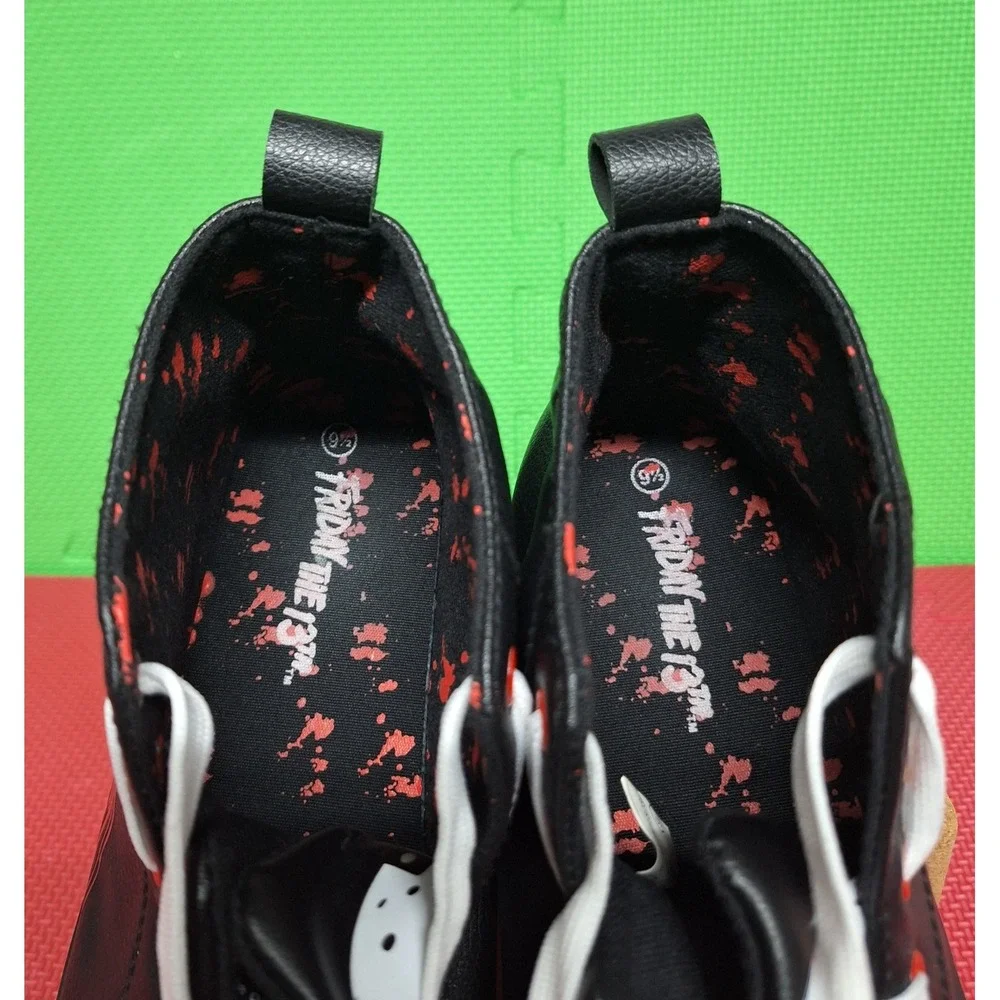 Jason Voorhees Friday The 13th High Top Shoes Ground Up Bloody Print Sz 9.5 Men